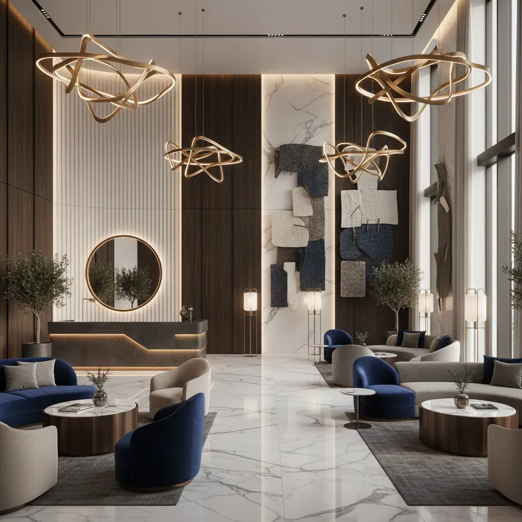 Interior de hotel de lujo con diseño contemporáneo y mobiliario sofisticado
