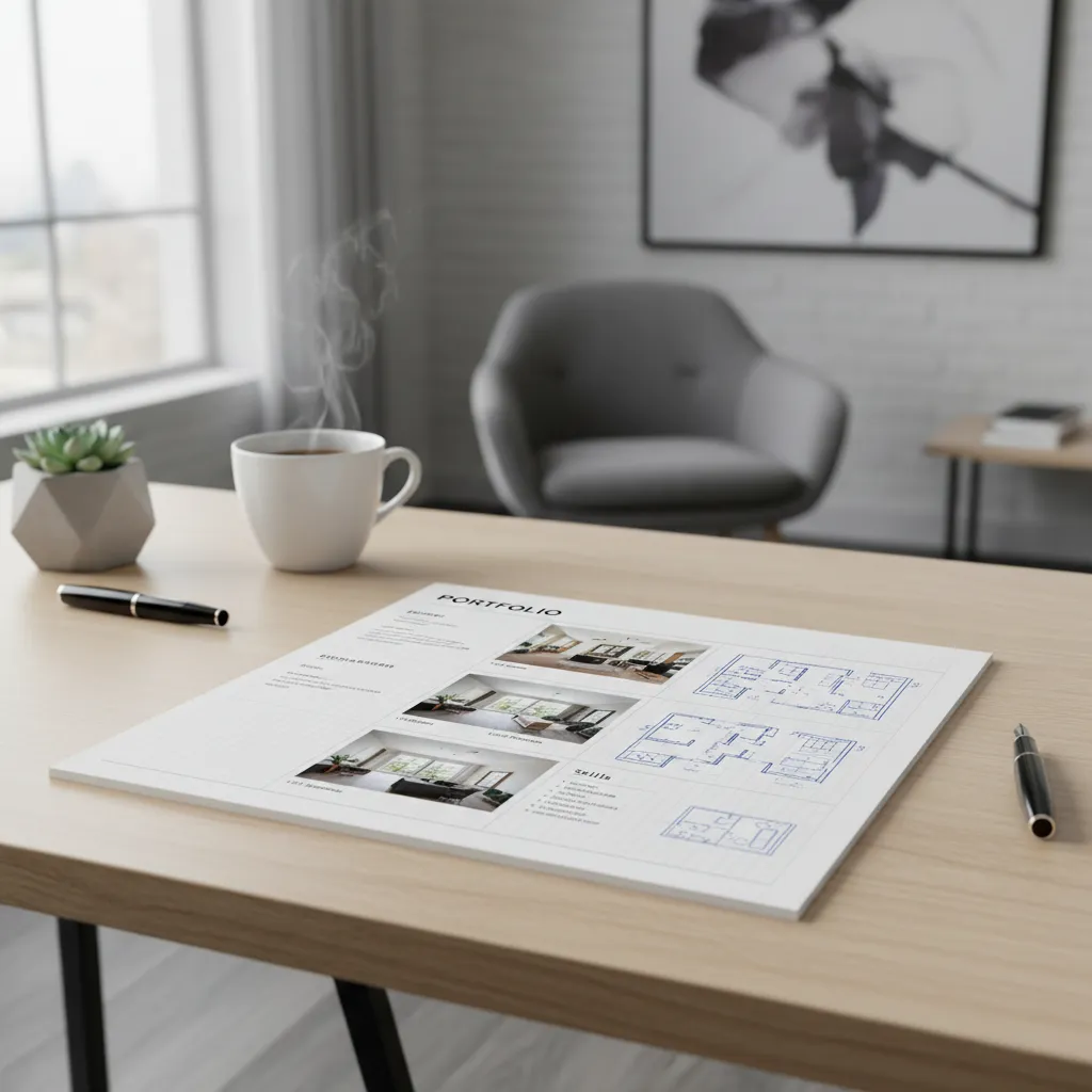 Curriculum con mini portafolio de proyectos de diseño interior