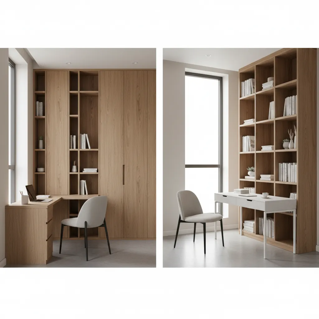 Desk With Built In Shelves vs Separate Bookcases for Home Offices