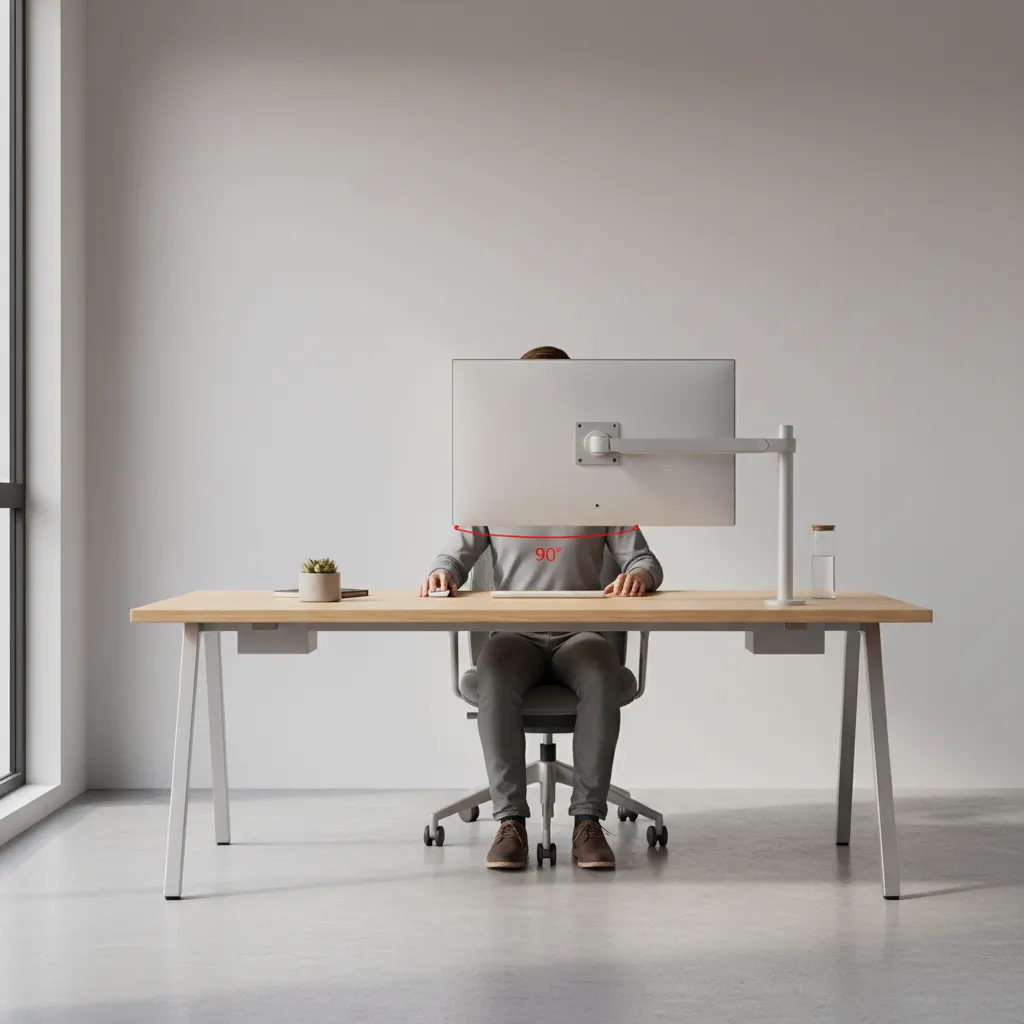 Illustration of desk height and chair alignment for proper posture