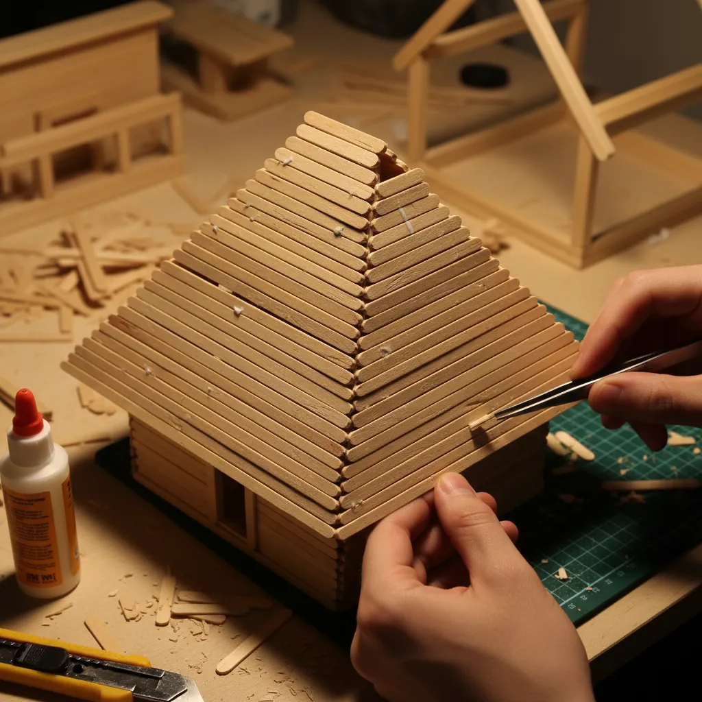 Detail atap rumah stik es krim