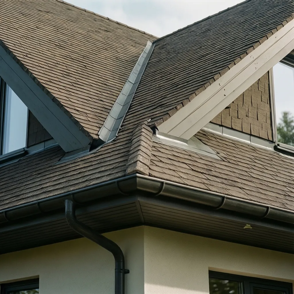 Detail pertemuan bidang atap rumah