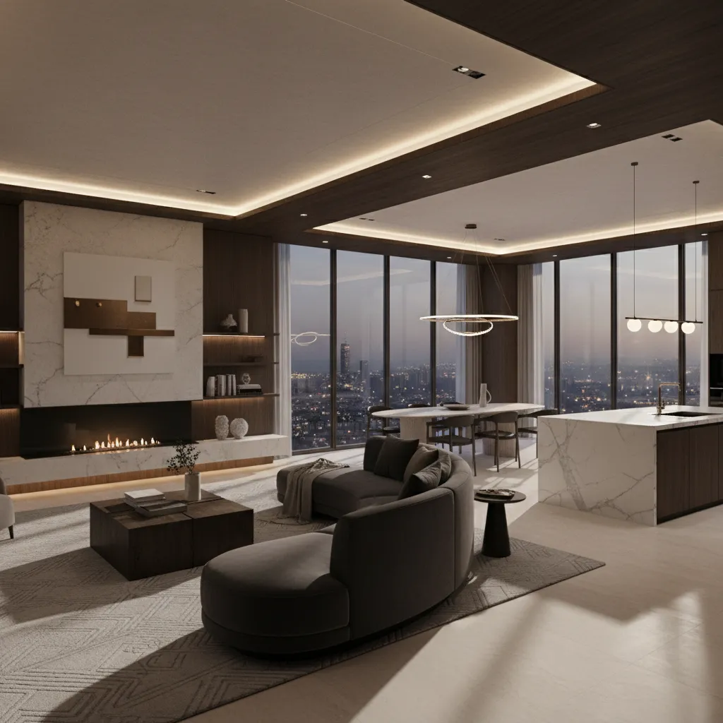 high detail interior 3D render with realistic lighting and materials