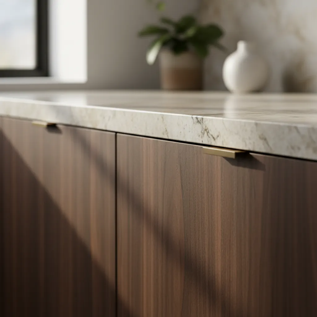 Fotografía de detalle de materiales en un proyecto de interiorismo