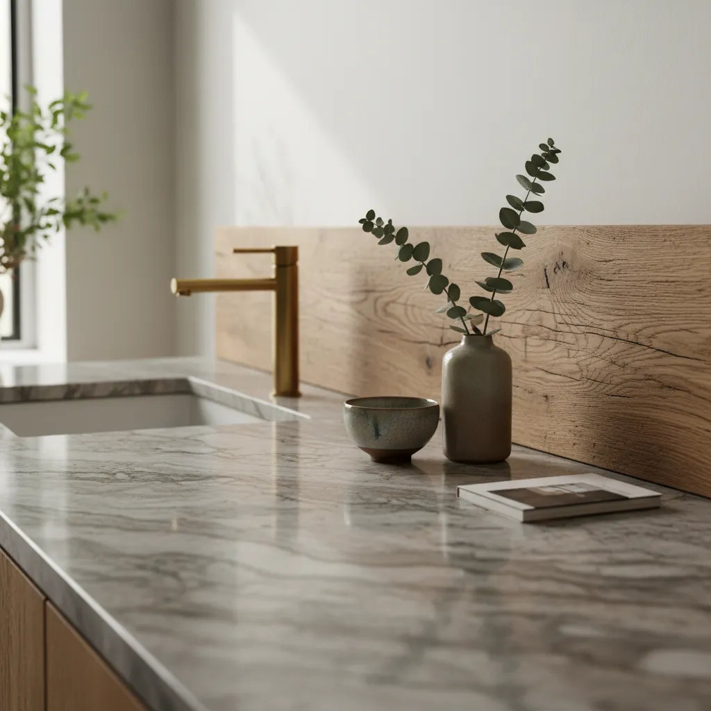 Fotografía de detalle de materiales en un proyecto de interiorismo