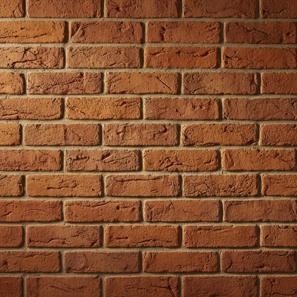 Close up view of red brick wall showing detailed texture and natural patterns for design