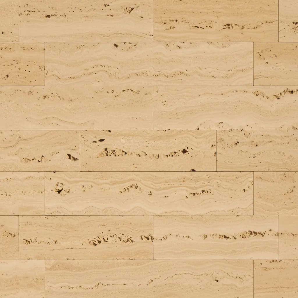 Detalle de placas de travertino instaladas en una fachada contemporánea