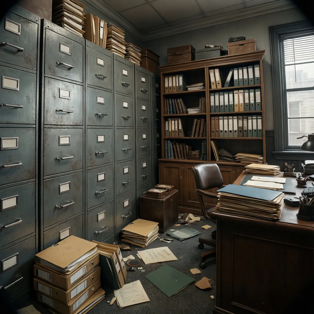 detective office filing cabinets and document storage