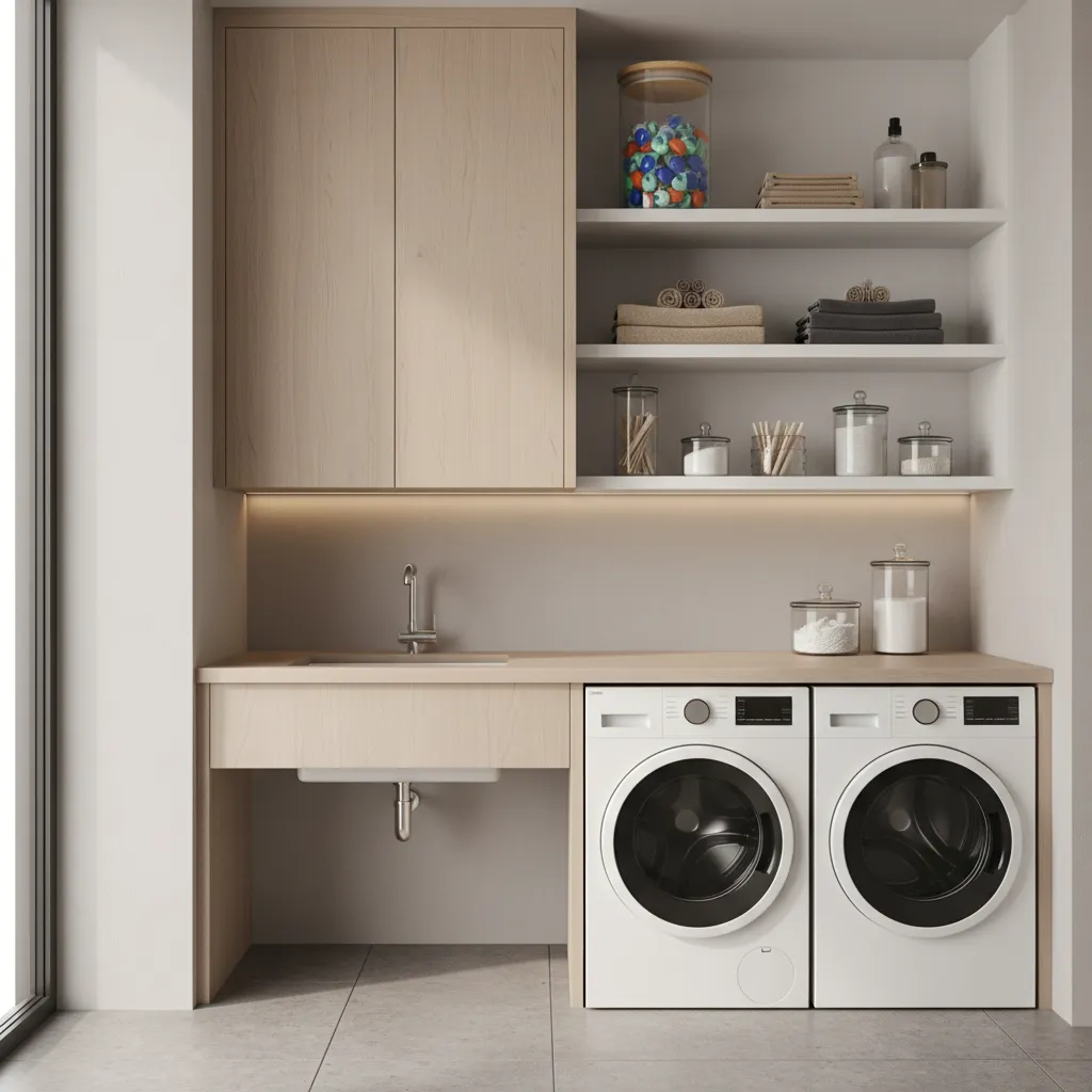 Laundry detergent pods stored safely in a high cabinet away from children