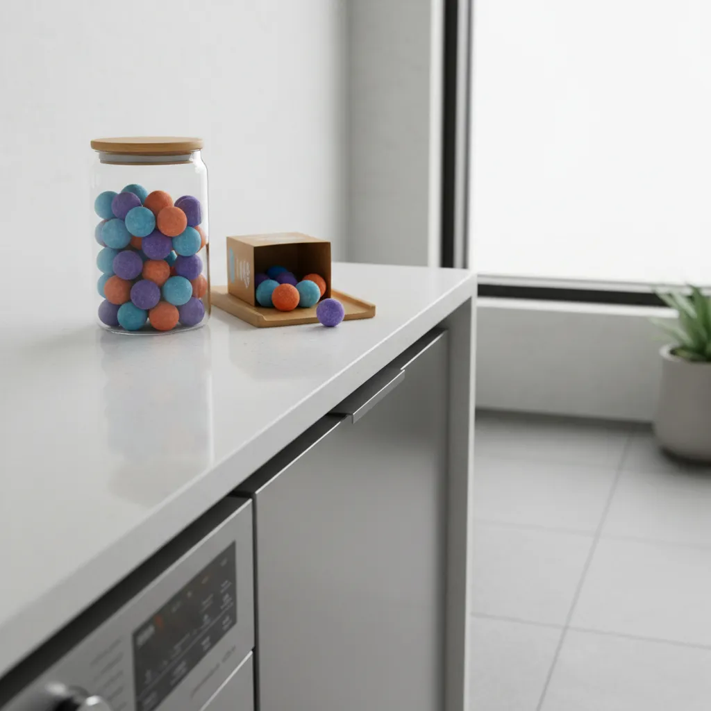 Detergent pods placed in washing machine detergent tray
