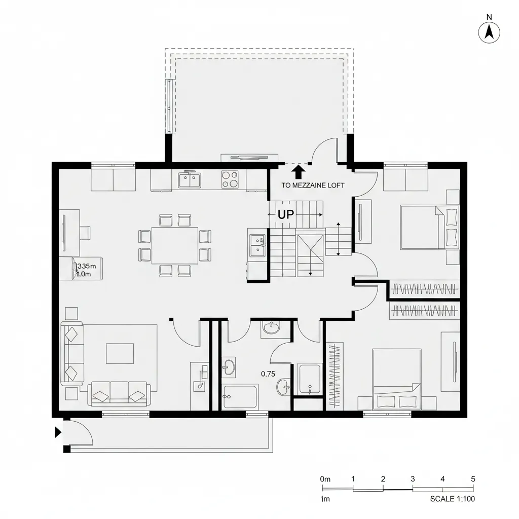 Diagonal Core with Loft Mezzanine