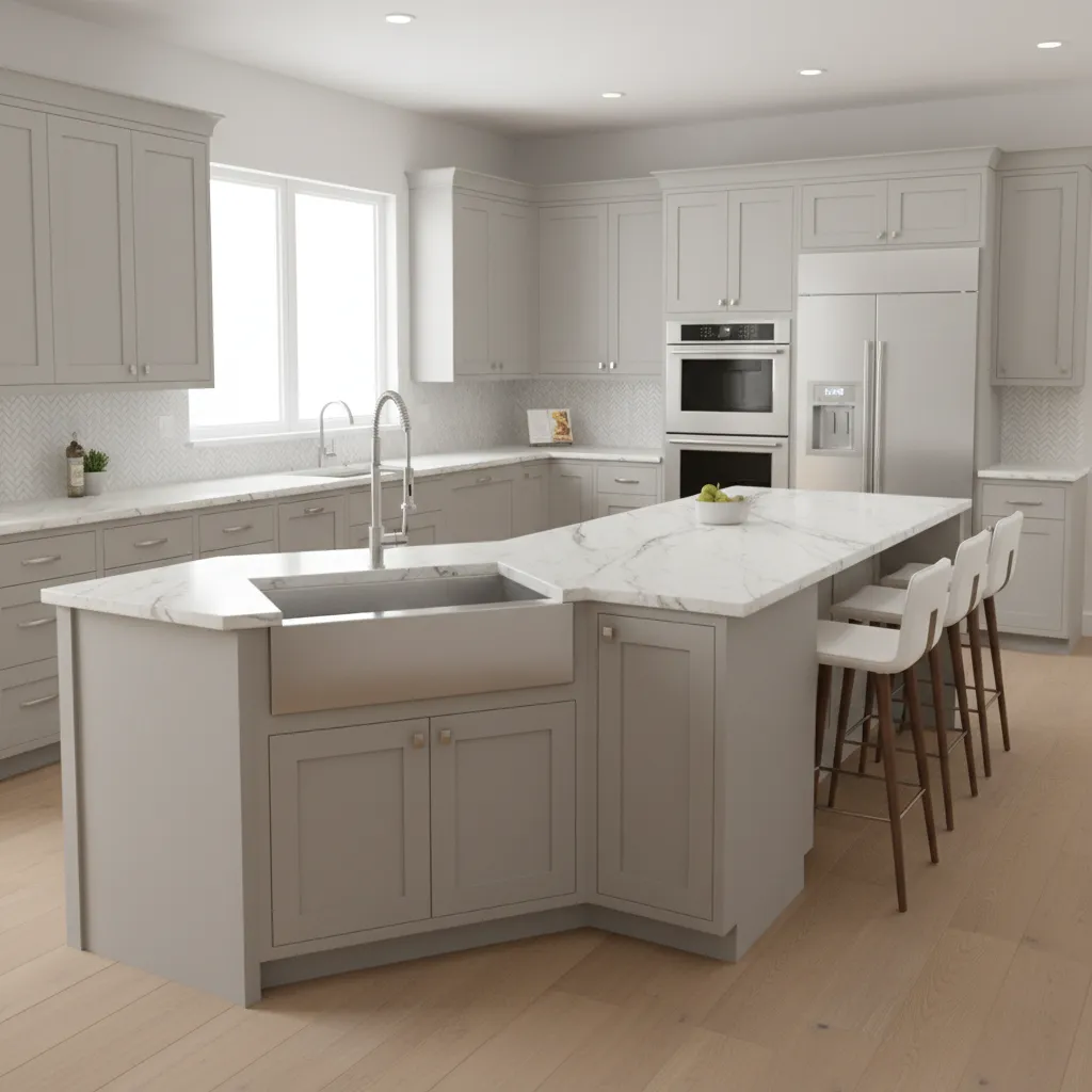 diagonal corner kitchen sink cabinet design improving accessibility