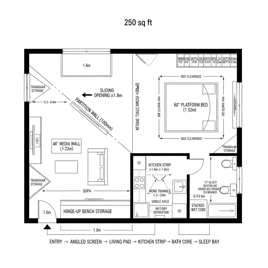 250 Sq Ft Apartment Layout: 3 Fixes for Cramped Studios