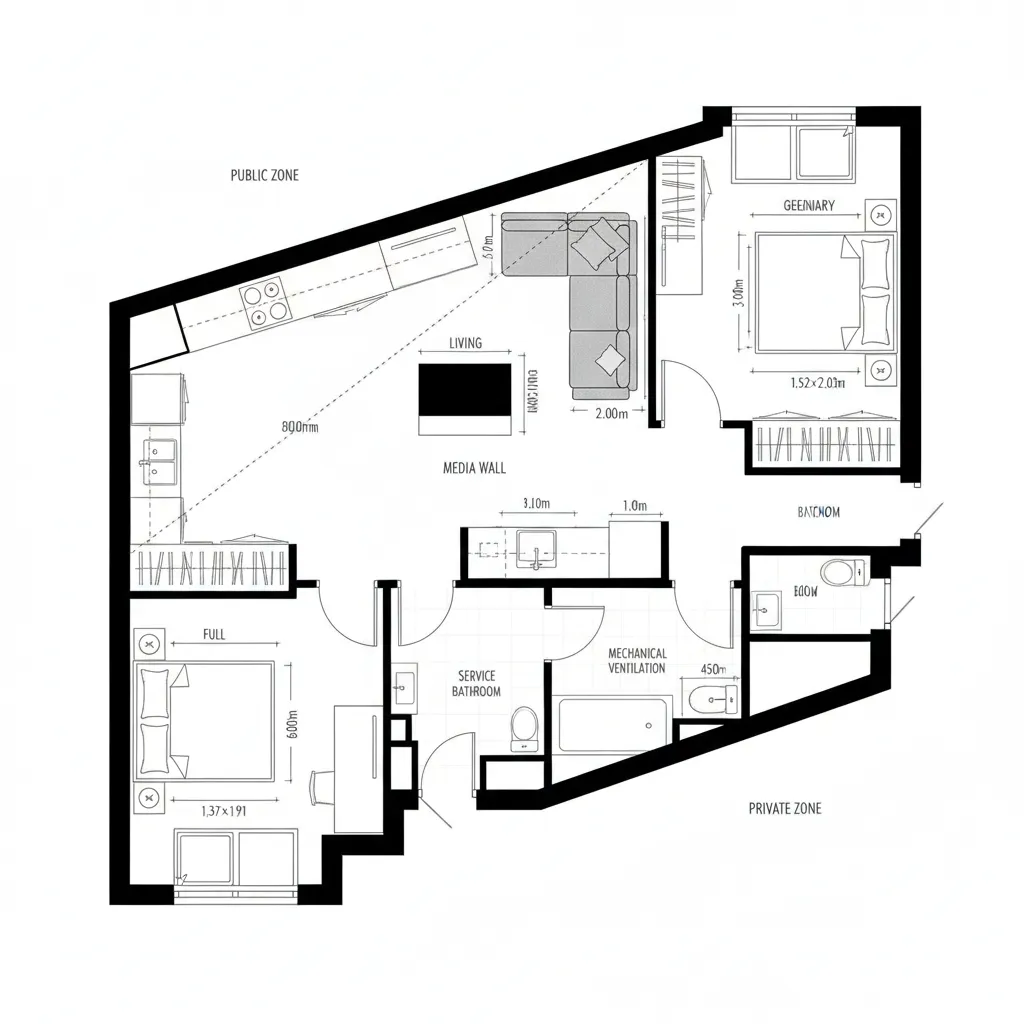 650 sq ft Two-Bedroom Floor Plan: Future-Ready Layouts