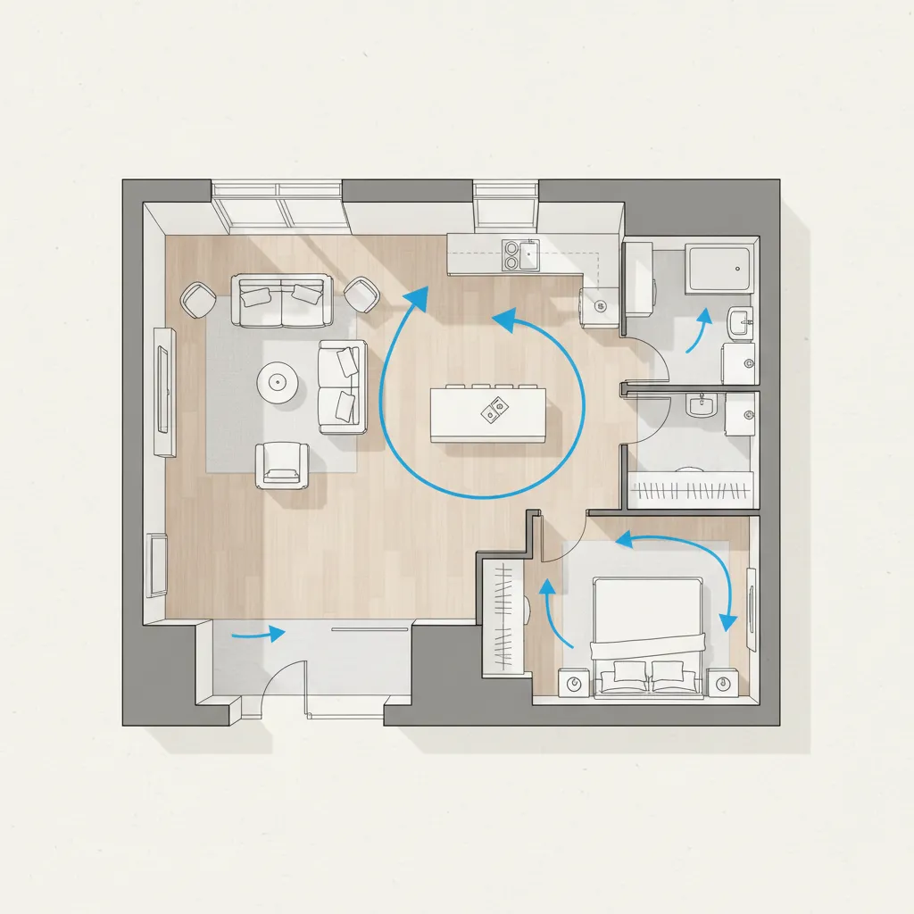 diagram sirkulasi ruang dalam denah rumah