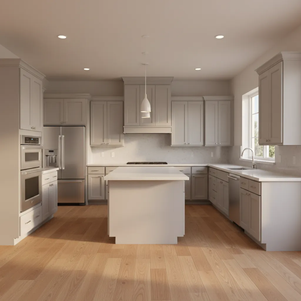 modern kitchen featuring diamond style semi custom cabinets