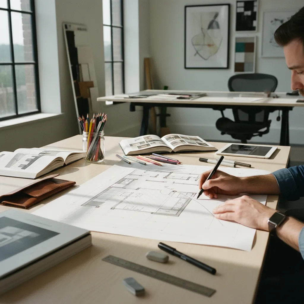 El dibujo a mano alzada para diseño de interiores