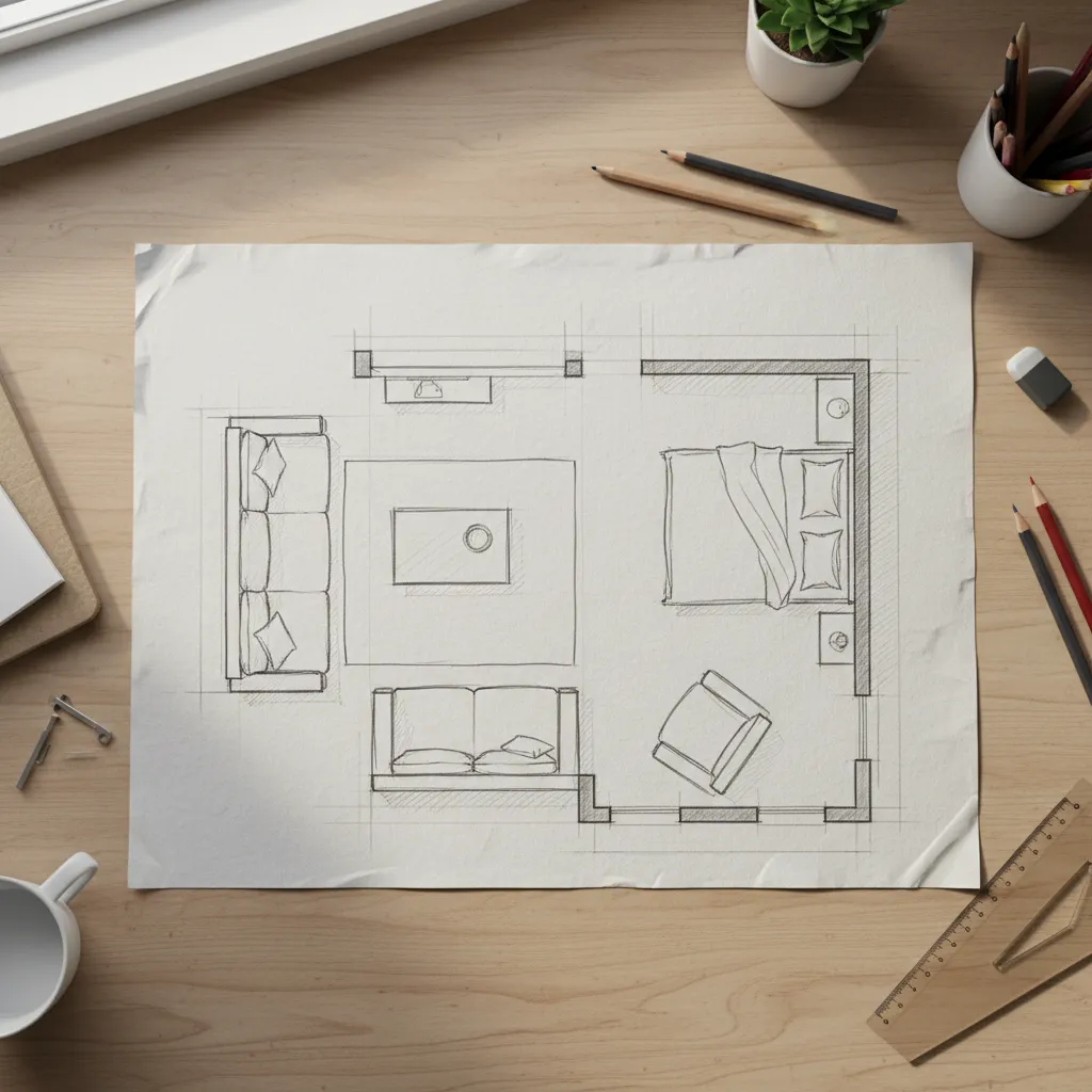 Dibujos fáciles de diseño de un espacio interior