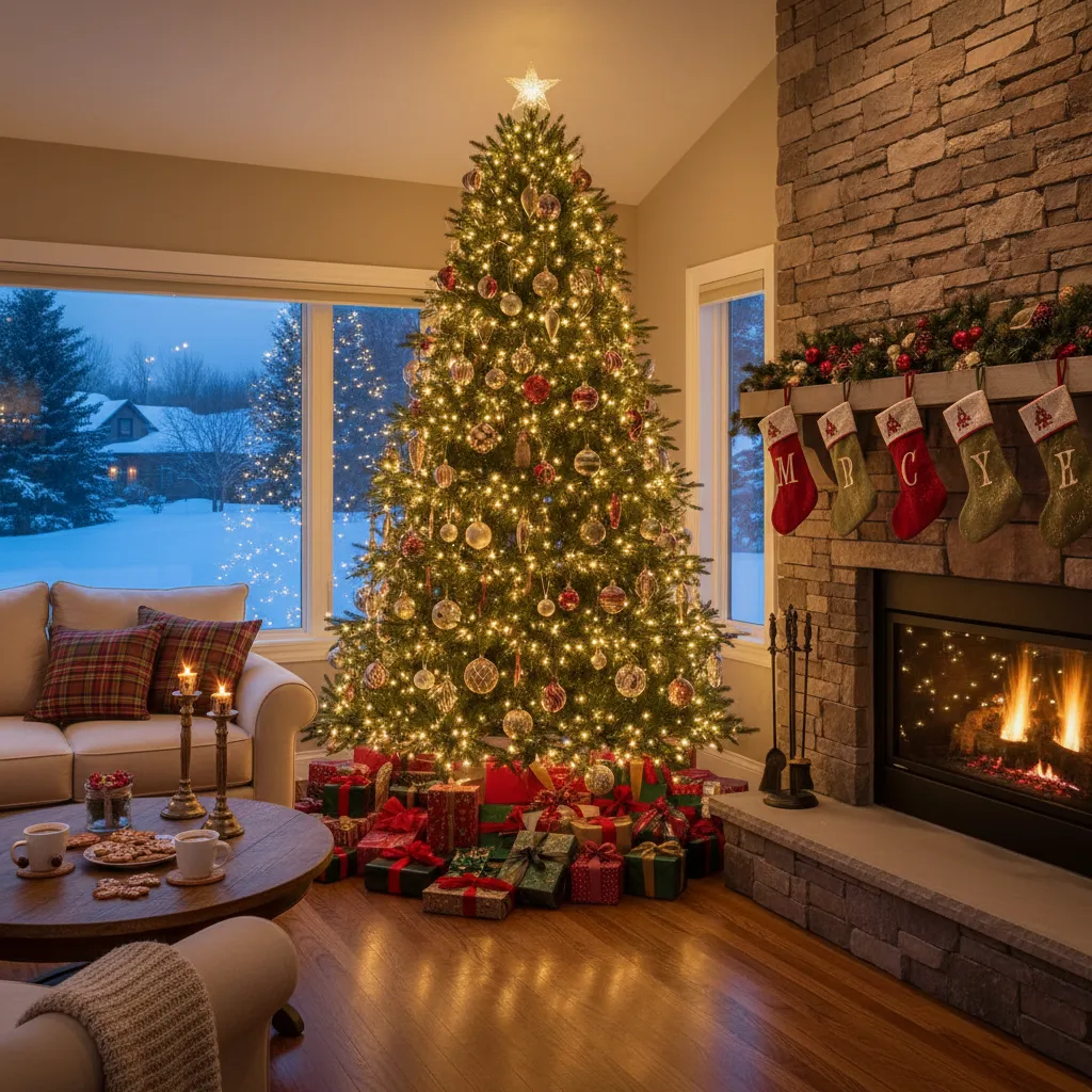 Dibujos de Navidad difíciles de interiores decorados