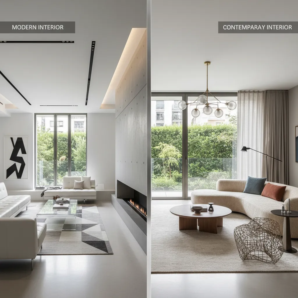 Interior moderno comparado con interior contemporáneo