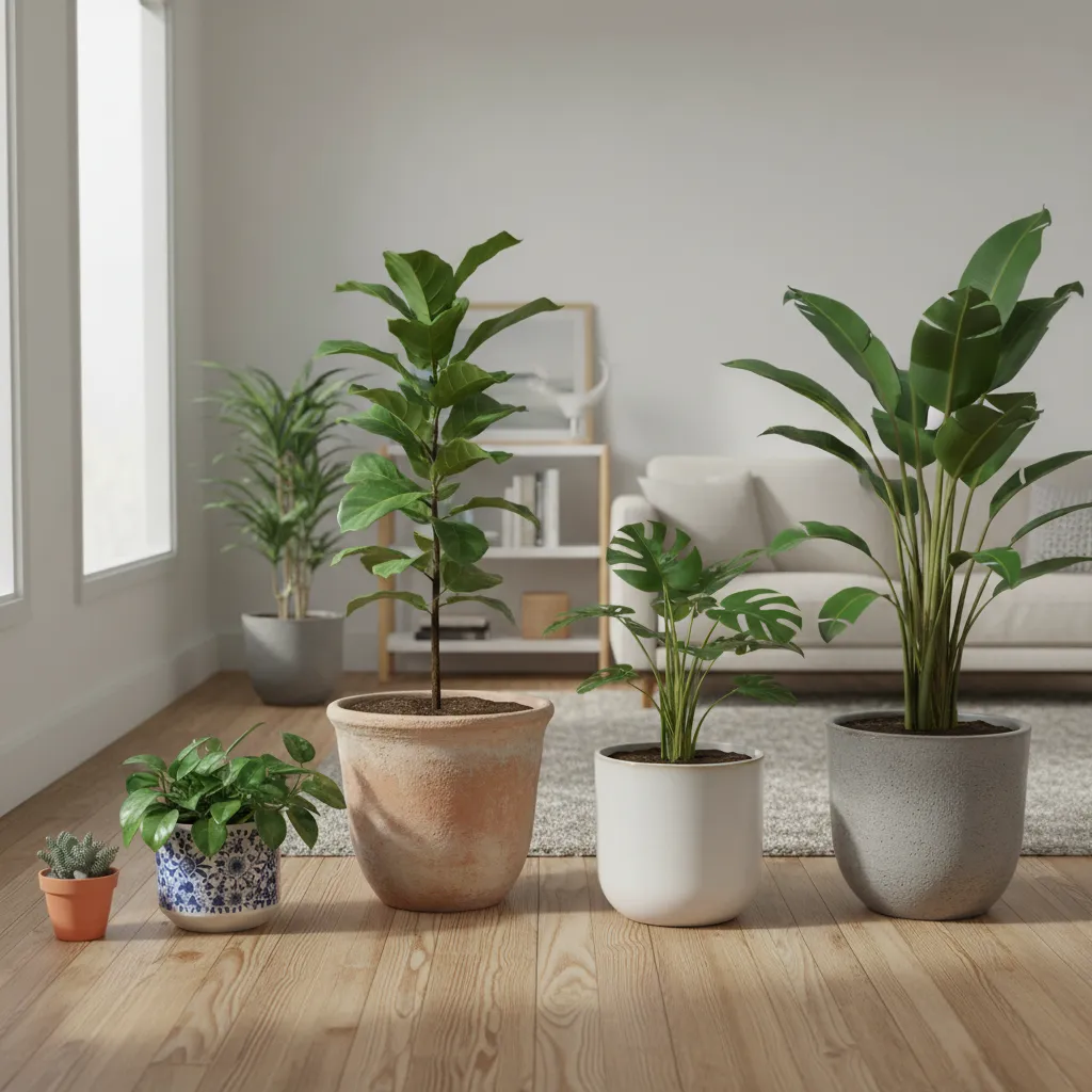 Comparación de diferentes tamaños de macetas para plantas
