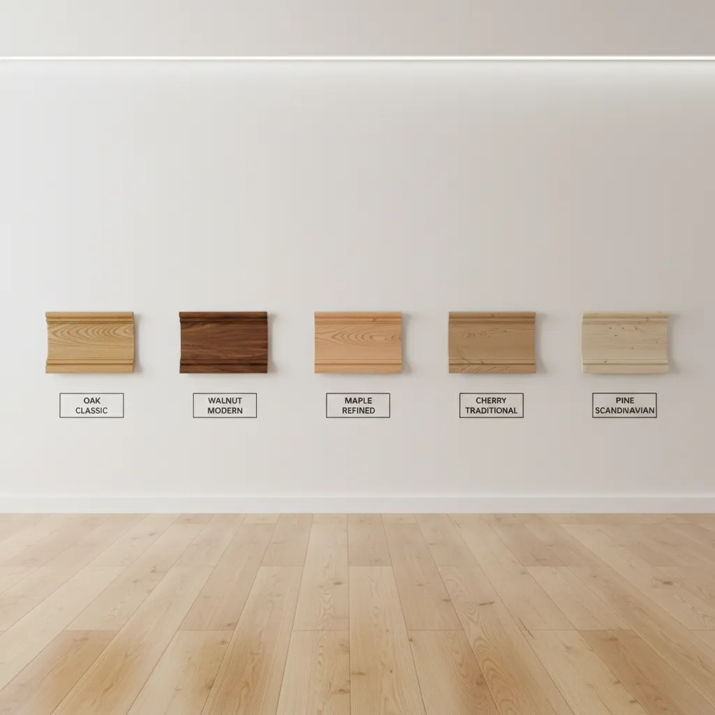 comparison of several skirting board profiles on wall