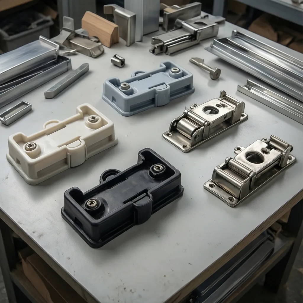 Comparison of plastic and metal magnetic cabinet catches used in kitchen cabinets