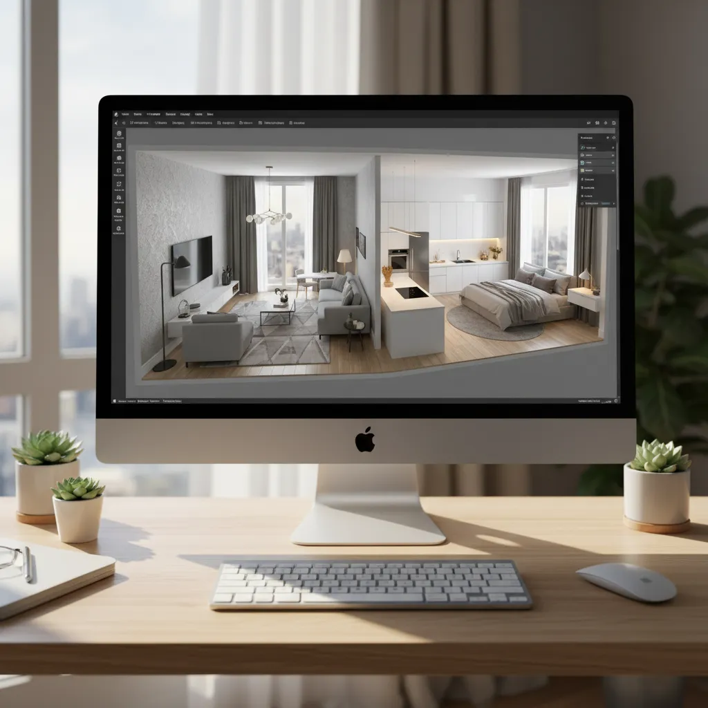 Diseño digital de una casa de muñecas en un software de planificación 3D