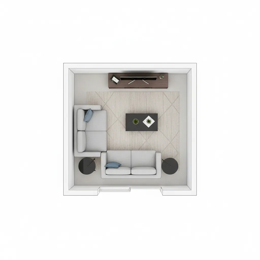 example of a living room layout created with a floor plan creator app