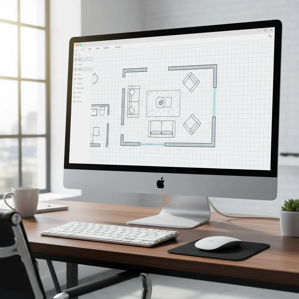 digital floor plan creator software interface showing room layout and furniture placement