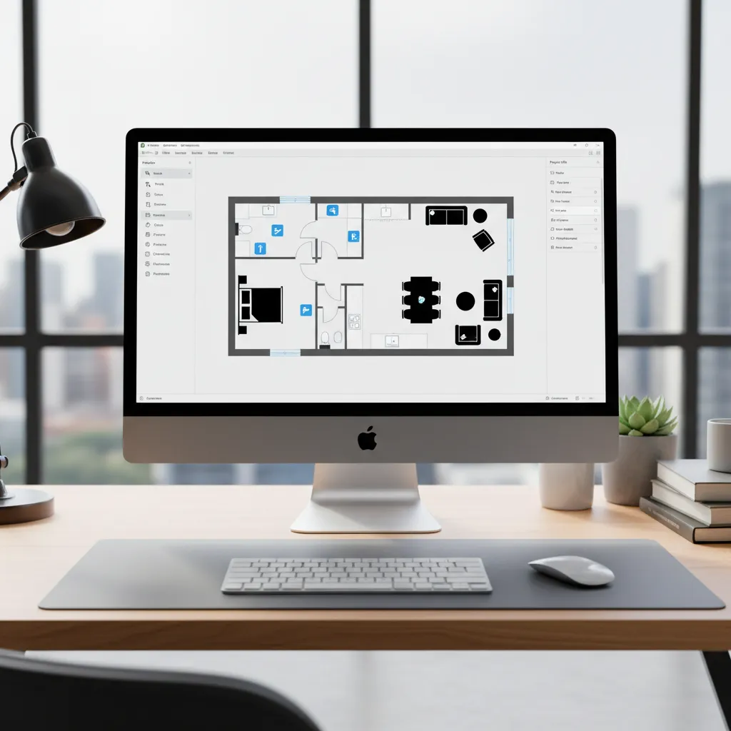 Digital floor plan creator interface showing a residential layout design