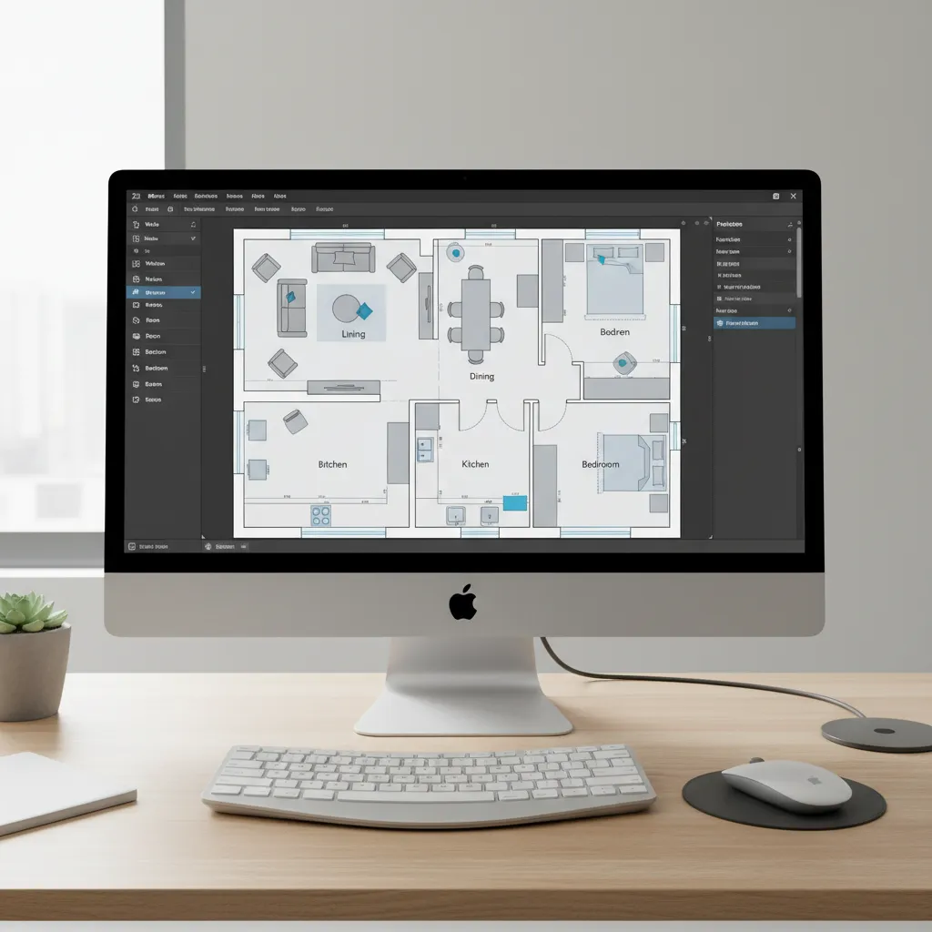 Digital floor plan creator interface displaying a house layout in 2D