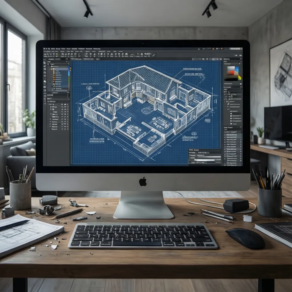 Plano digital de una casa creado en software de diseño