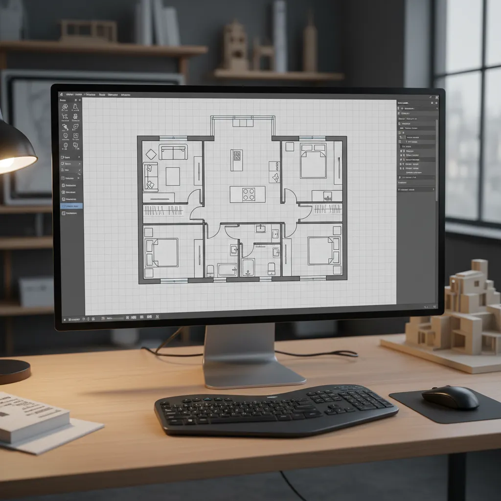 Digital floor plan layout being created in home design software