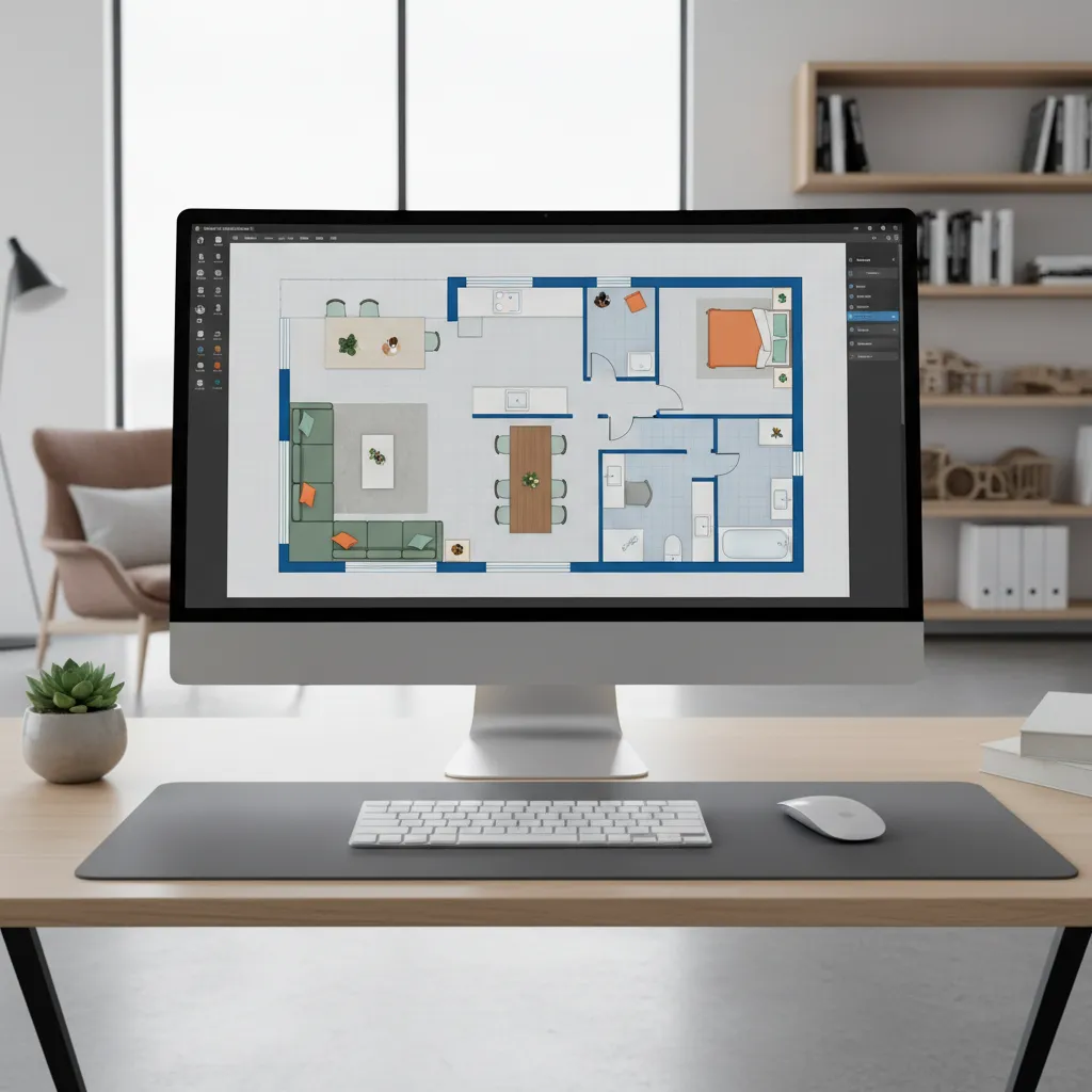 designer creating a digital floor plan layout on computer software