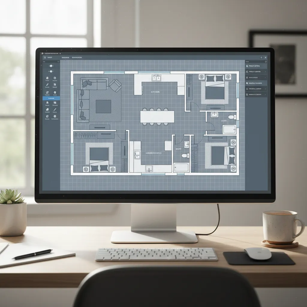 Modern floor plan creator software interface showing home layout design