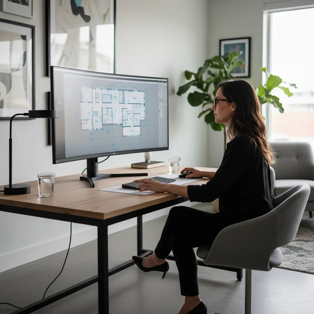 Creación de plano de casa digital con herramientas de diseño