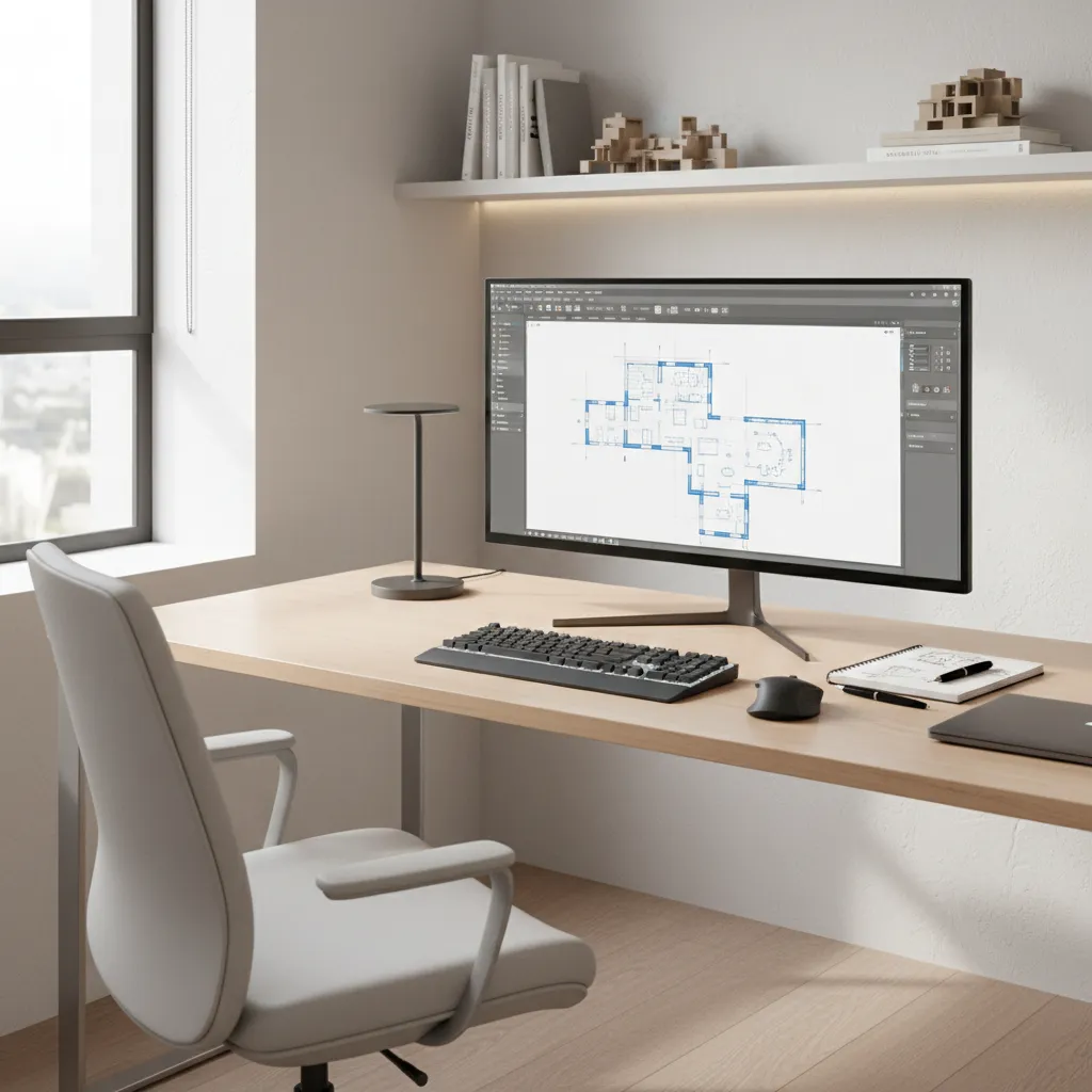 computer screen showing digital floor plan design software