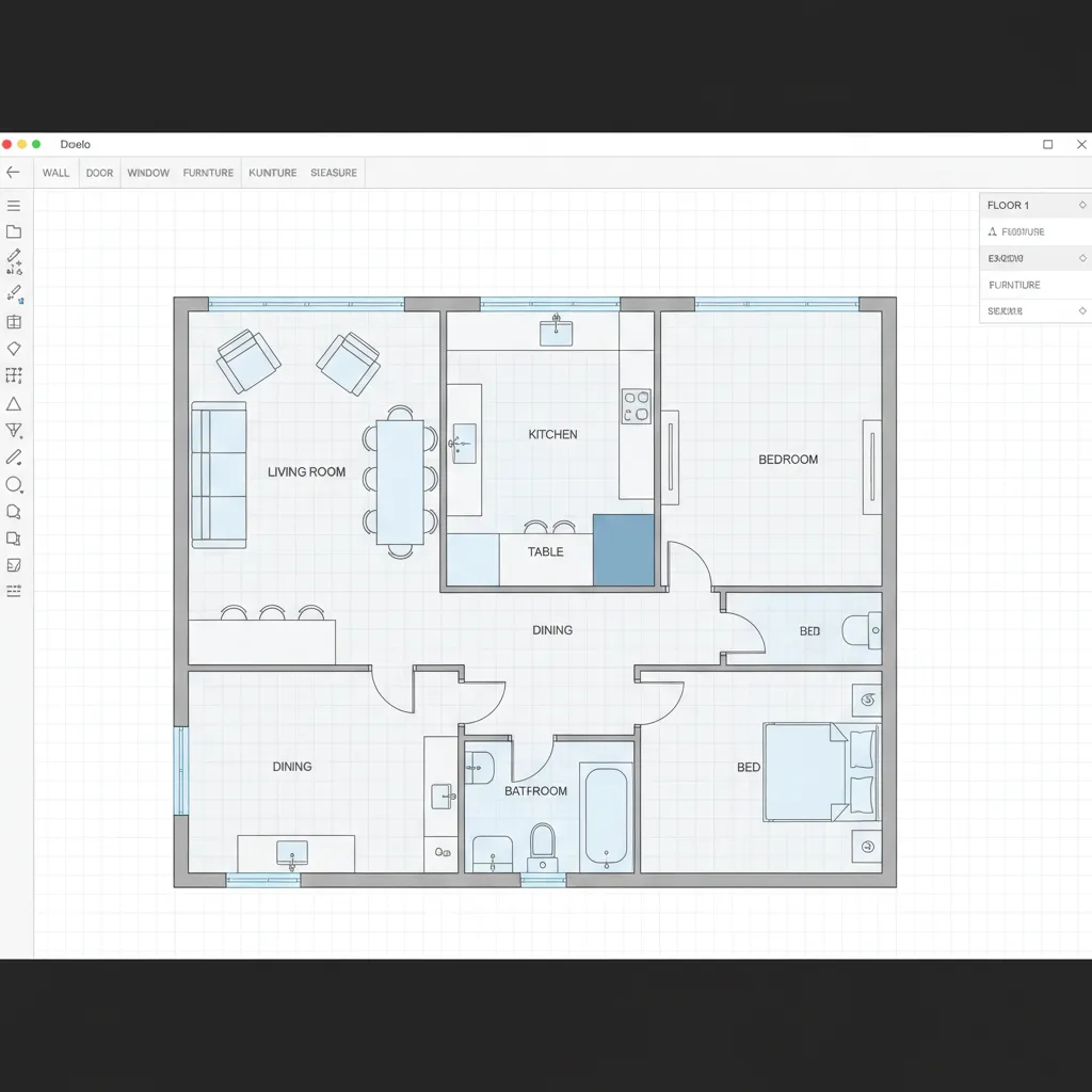 Architectural floor plan created in interior design planning software
