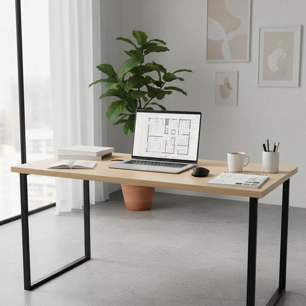 Designer creating house layout using building floor plan creator software on computer