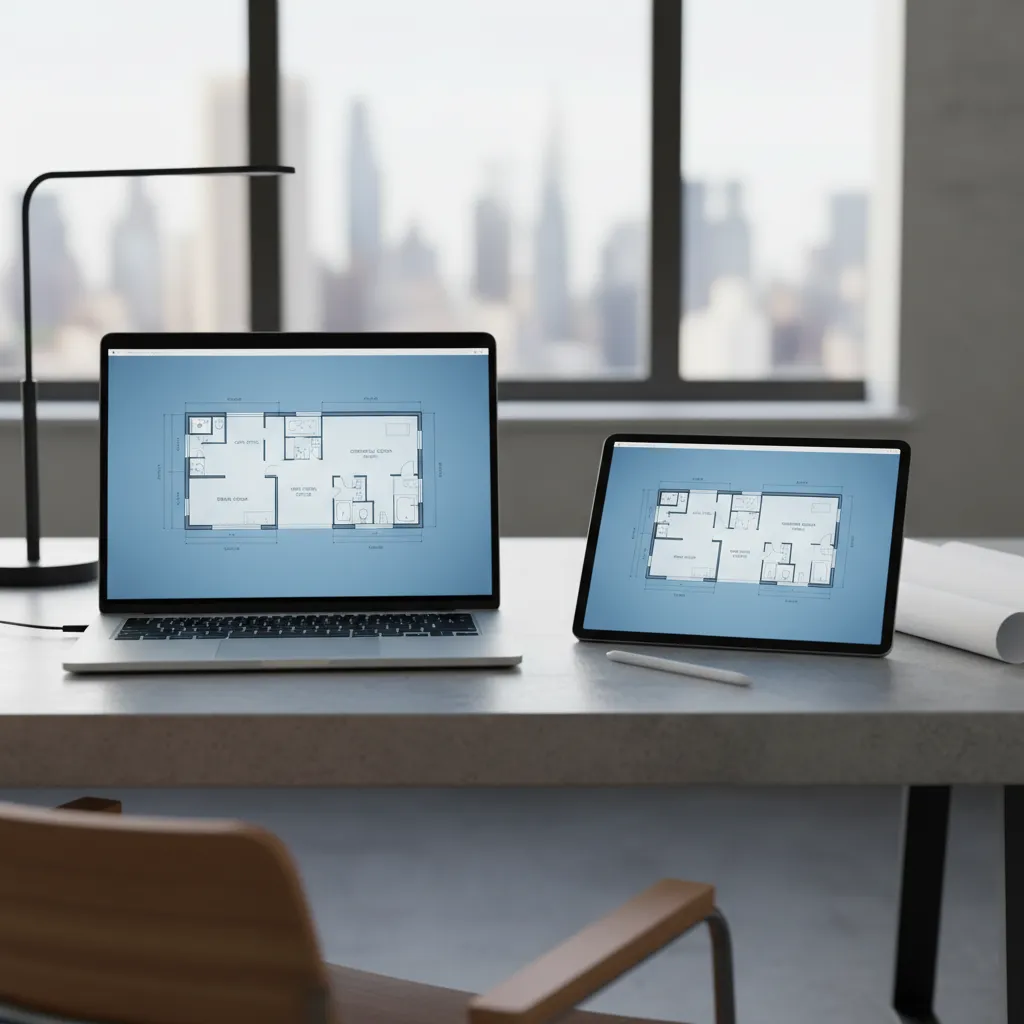 digital floor plan layout generated from measured room dimensions