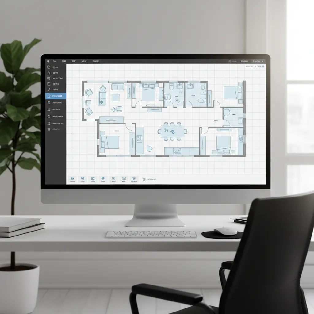 example interface of a floor plan app showing room layout and furniture placement