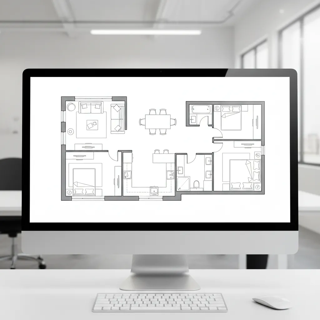 Detailed digital house floor plan layout displayed on screen