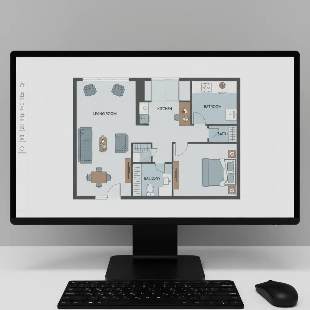Example digital home floor plan layout created with floor planning software