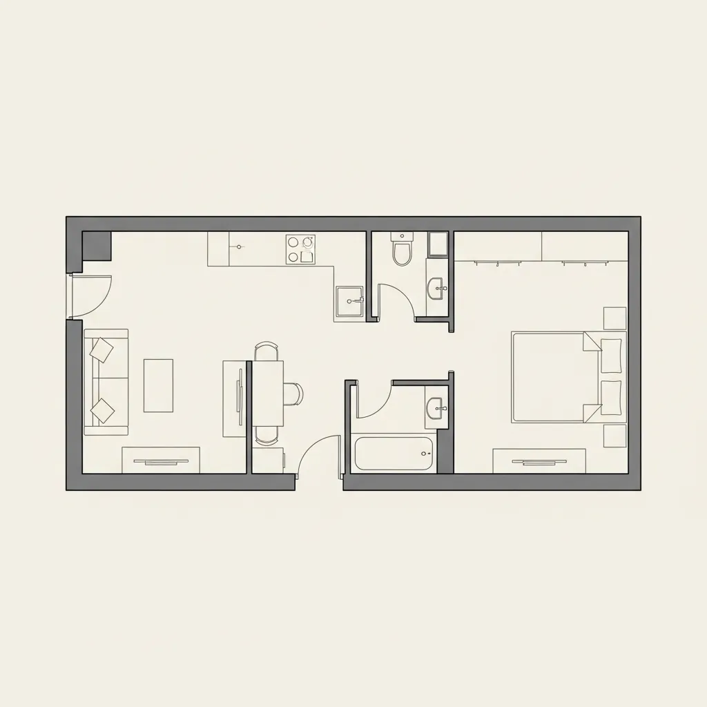 Digital apartment floor plan layout with labeled rooms