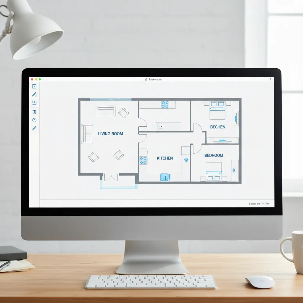 Digital floor plan layout interface showing rooms and furniture placement