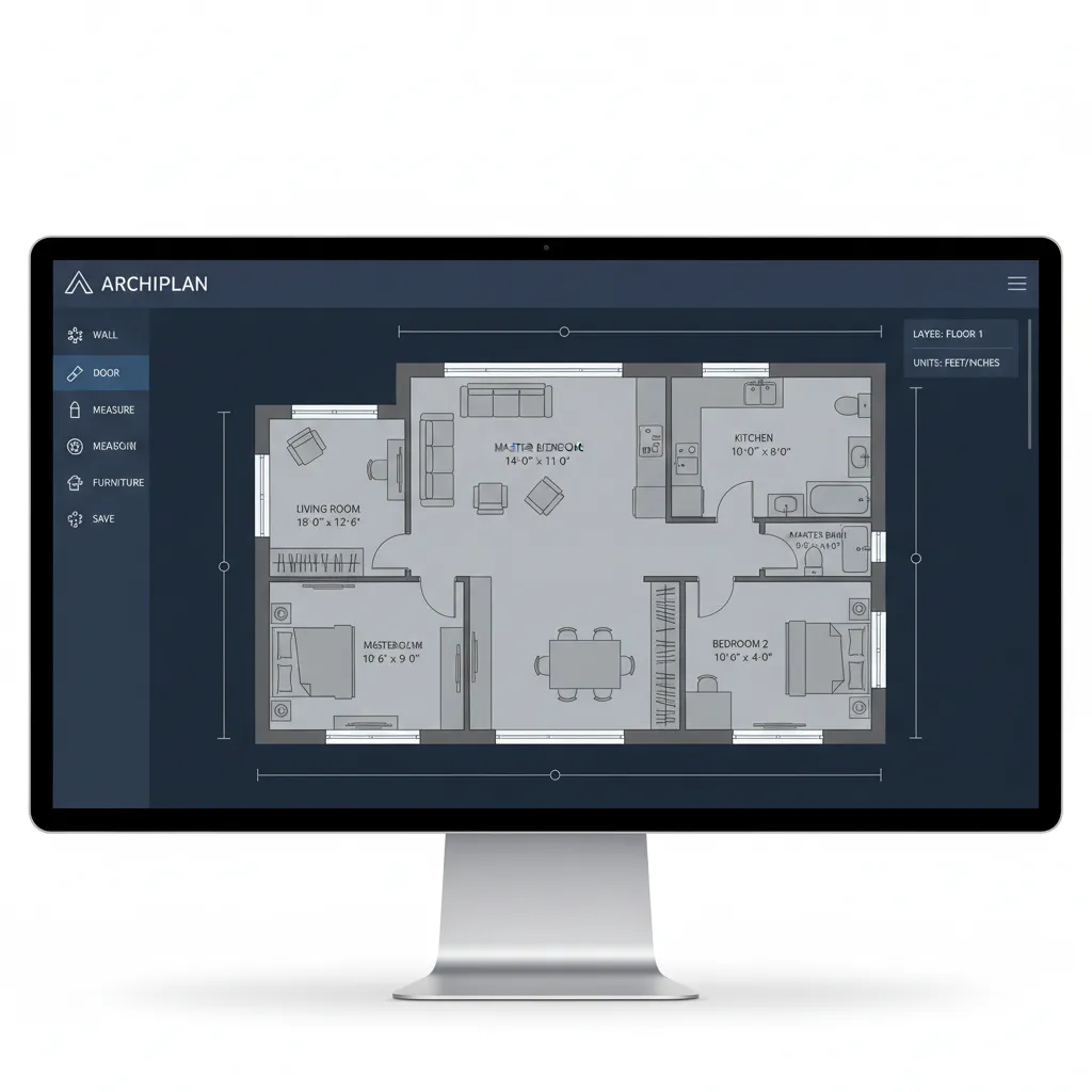 Digital floor plan layout interface showing rooms and measurements