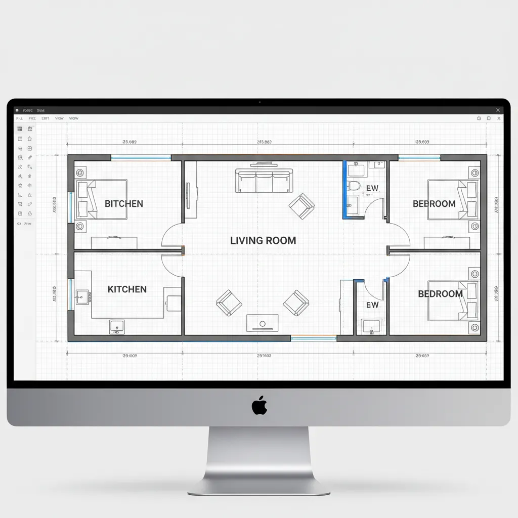 top down digital floor plan layout with rooms furniture and measurements