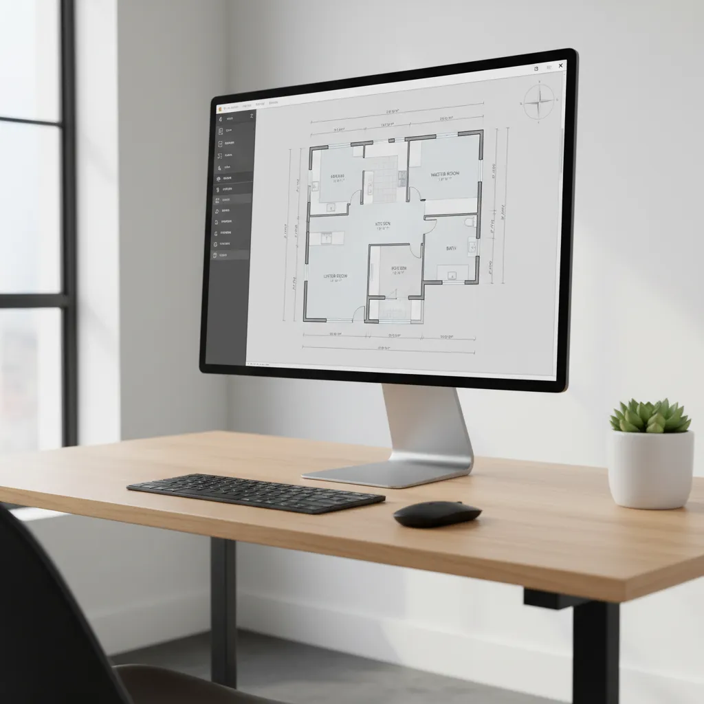 Digital floor plan creator interface showing a home layout in 2D
