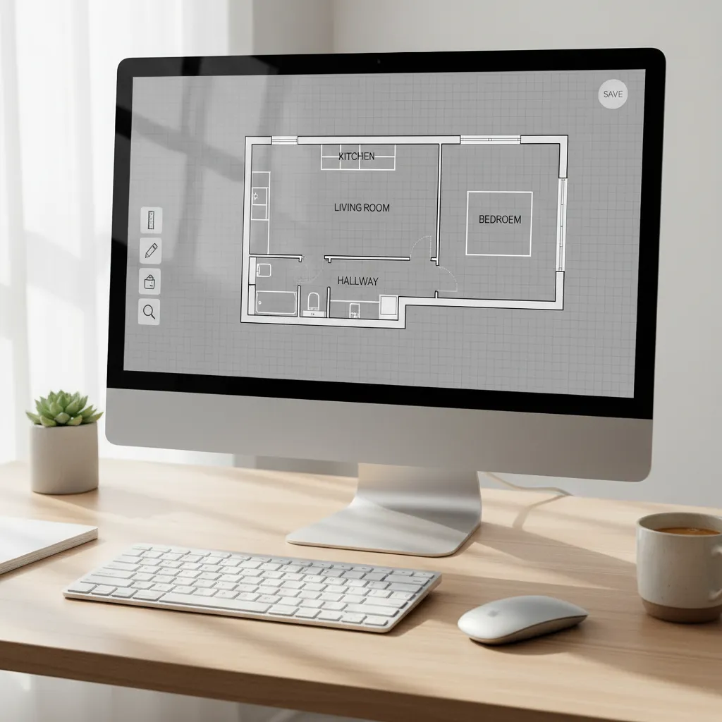 Online floor plan tool interface displaying a simple apartment layout